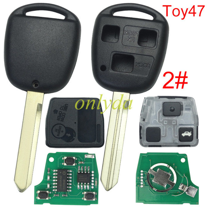For Toyota  remote key with 4C chip & TOY47 blade with 315mhz /434mhz/304.2mhz use for Toyota Yaris， pls choose button and frequency