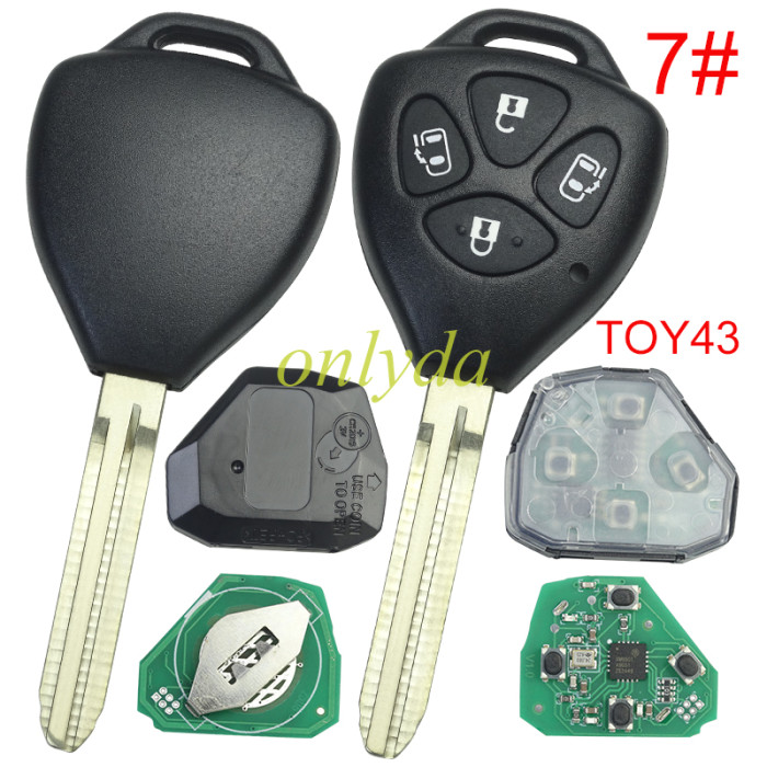 For Toyota remote 4D67 Chip  with 315MHZ with Toy43 blade use for Camry,RAV4,Corolla,Highland and vios FCCID GQ4-29T. pls choose button