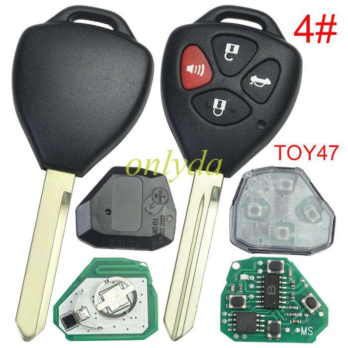 For Toyota remote key with 4D67 Chip  with 434 MHZ with Toy47 use for Camry,RAV4,Corolla,Highland and vios 26041-11H29.pls choose button