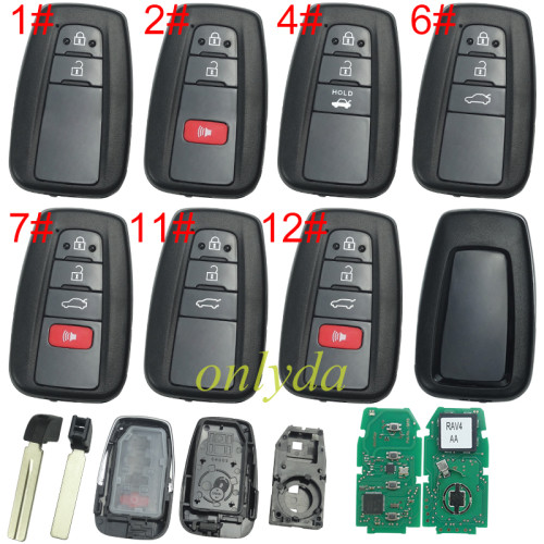 For Toyota 2020-2021 Highlander 3+1BUTTON 312.1-314.3 MHZ  FCC ID：HYQ14FBC H / 8A chip  Board ID: 231451-0351G P/N 8990H -0E020 8990H-0E030
