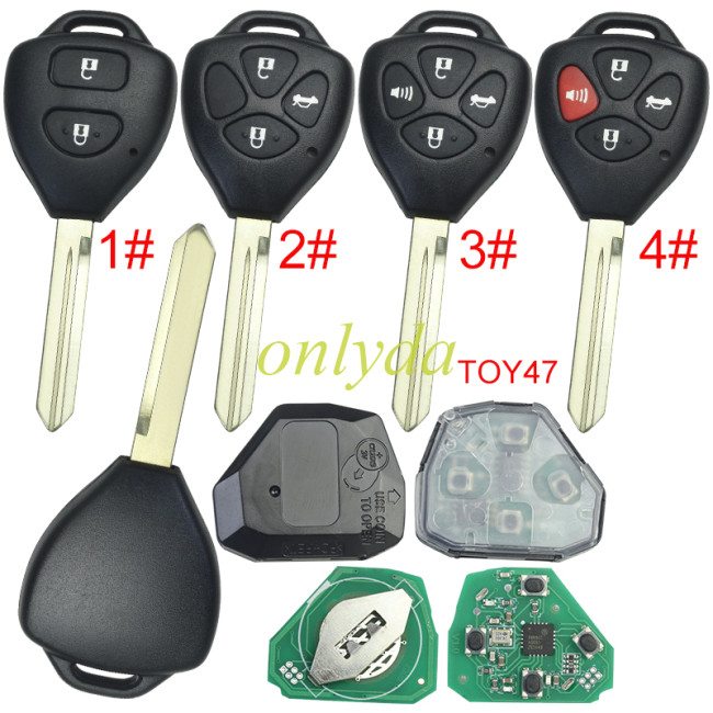 For Toyota remote 4D67 Chip with 315MHZ with Toy47 blade use for Camry,RAV4,Corolla,Highland and vios FCCID GQ4-29T. pls choose button
