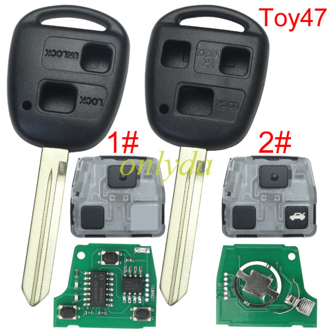 For Toyota  remote key with 4C chip & TOY47 blade with 315mhz /434mhz/304.2mhz use for Toyota Yaris， pls choose button and frequency