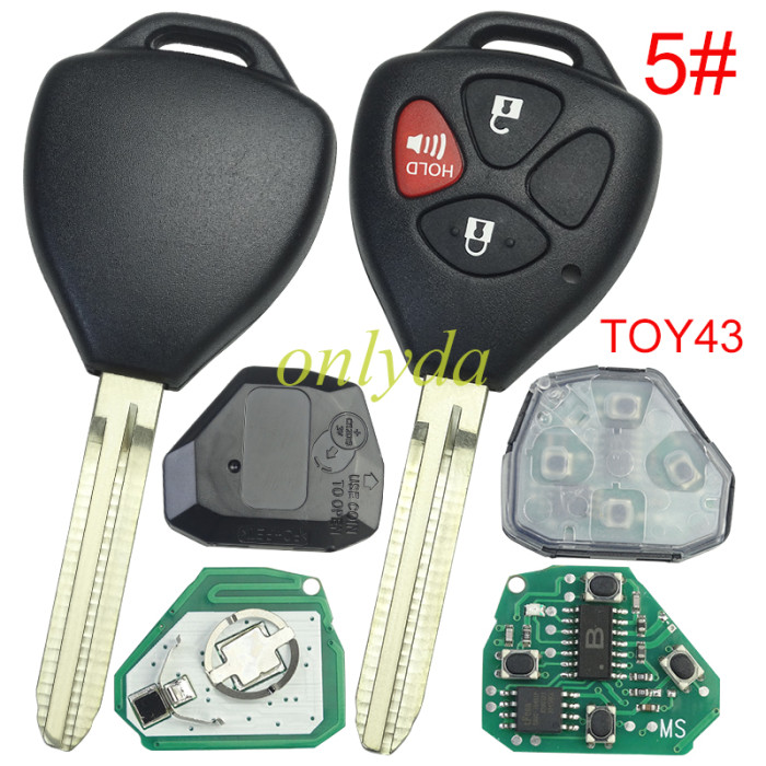 For Toyota remote key with 4D67 Chip  with 434 MHZ with Toy43 use for Camry,RAV4,Corolla,Highland and vios 26041-11H29, pls choose button