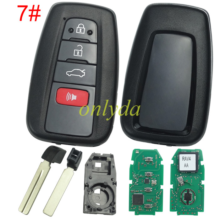 For Toyota 2020-2021 Highlander 3+1BUTTON 312.1-314.3 MHZ  FCC ID：HYQ14FBC H / 8A chip  Board ID: 231451-0351G P/N 8990H -0E020 8990H-0E030