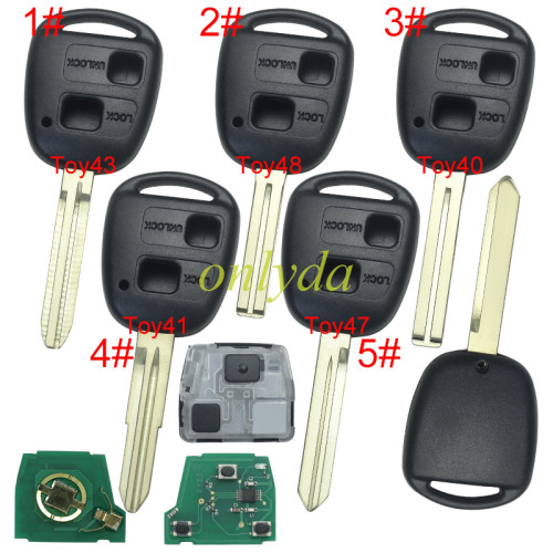 For Toyota  2 button remote with FCCID HYQ12BBT with 314.3mhz, pls choose blade