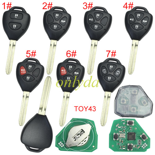 For Toyota remote 4D67 Chip  with 315MHZ with Toy43 blade use for Camry,RAV4,Corolla,Highland and vios FCCID GQ4-29T. pls choose button