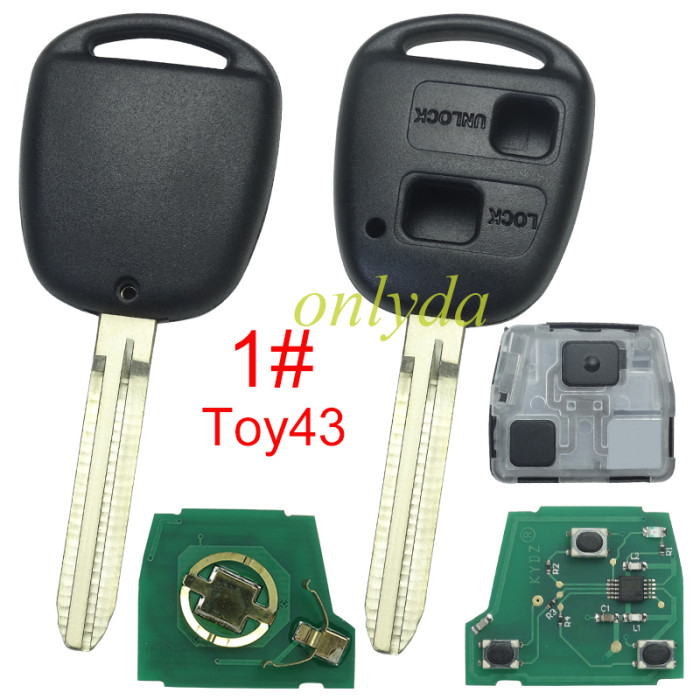 For Toyota  2 button remote with FCCID HYQ12BBT with 314.3mhz, pls choose blade
