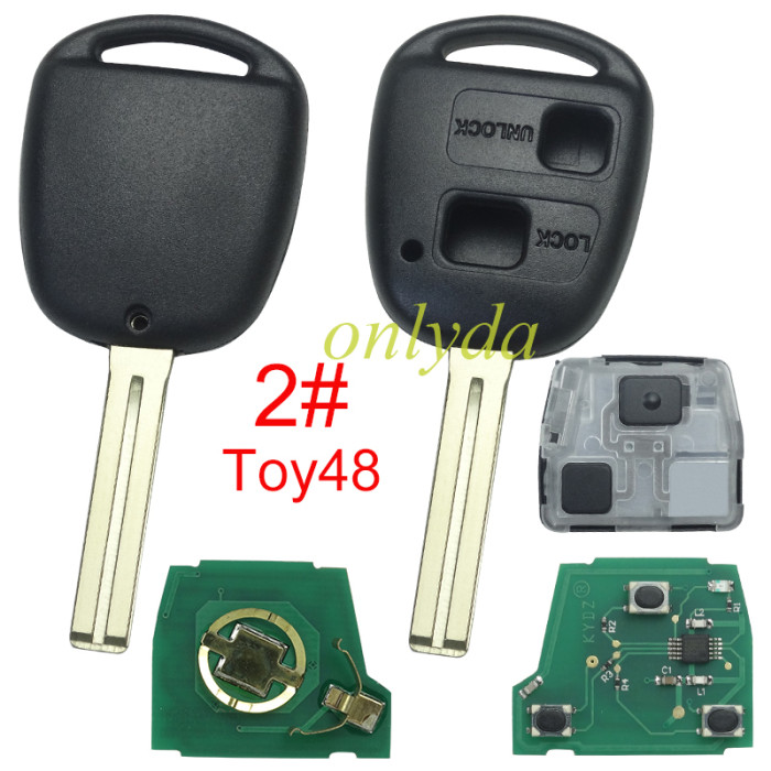For Toyota  2 button remote with FCCID HYQ12BBT with 314.3mhz, pls choose blade