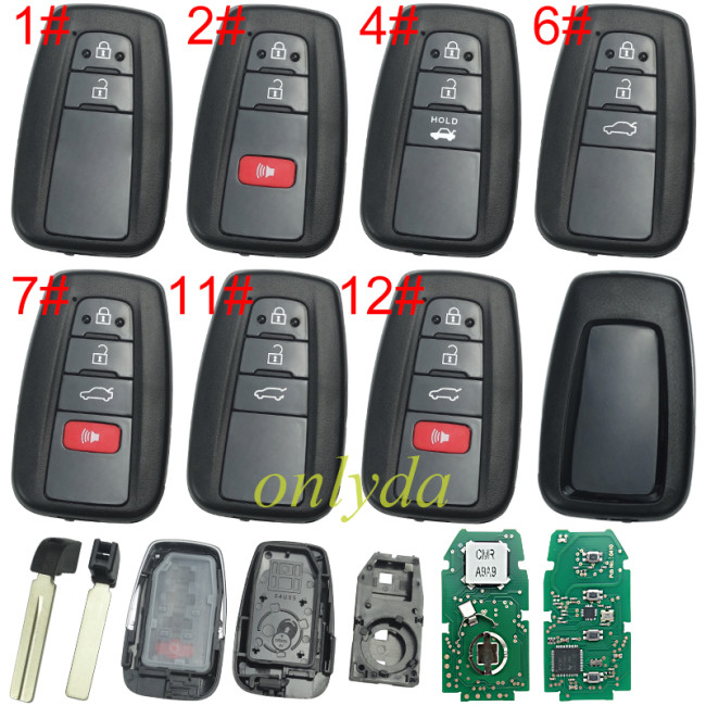 For Toyota  remote key with blade    314.3 mhz Smart Key Fob Keyless Entry Remote Fit for Toyota Prius 2021-2023 ASK System HYQ14FLA 231451-0351 &314mhz-312mhz HYQ14FBE, 89904-47790  Size: 7x4.2x1.4cm / 2.76''x1.65''x0.55''(L*W*H) H / 8A chip  P4:A9A9