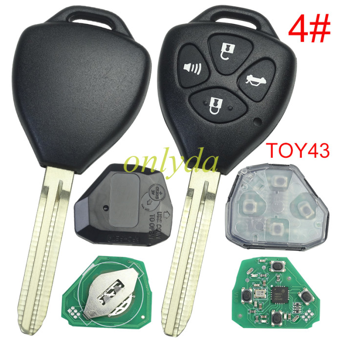 For Toyota remote 4D67 Chip  with 315MHZ with Toy43 blade use for Camry,RAV4,Corolla,Highland and vios FCCID GQ4-29T. pls choose button