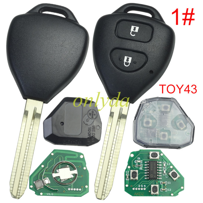 For Toyota remote key  with 4D67 Chip  with 314.4 MHZ with Toy43 blade  FCCID : HYQ12BDC, pls choose button