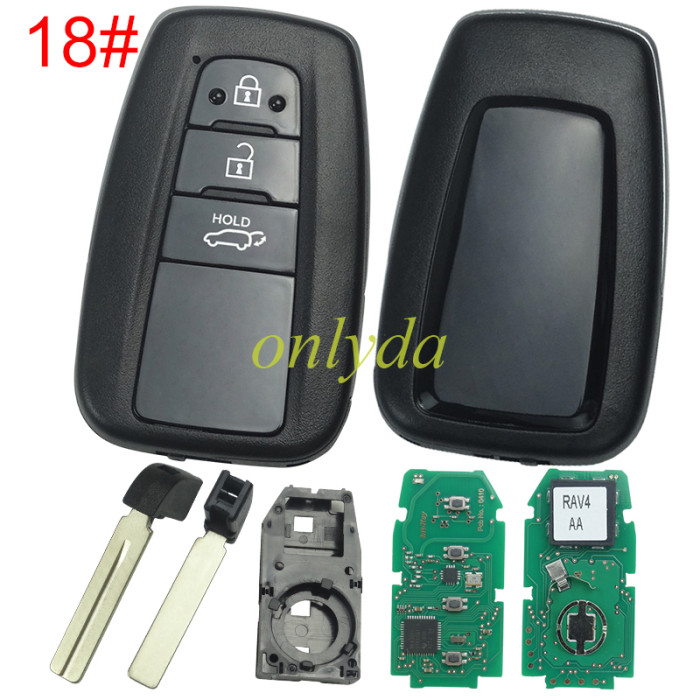 For Toyota remote key with blade    FCC ID : HYQ14FBC 0351 BOARD RAV4 H / 8A chip  314.36Mhz-312.1Mhz Pls choose button