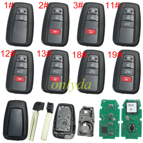 For Toyota remote key with blade    FCC ID : HYQ14FBC 0351 BOARD RAV4 H / 8A chip  314.36Mhz-312.1Mhz Pls choose button