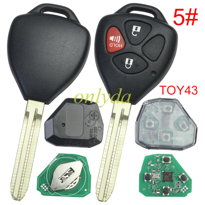 For Toyota remote 4D67 Chip  with 315MHZ with Toy43 blade use for Camry,RAV4,Corolla,Highland and vios FCCID GQ4-29T. pls choose button