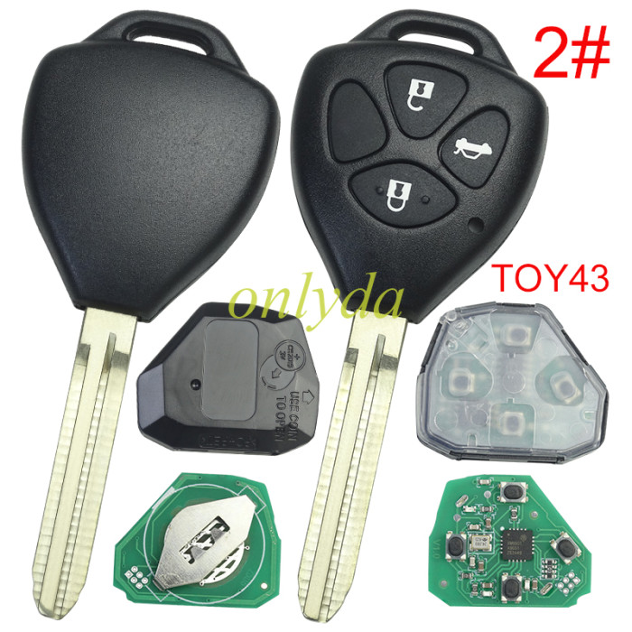 For Toyota remote 4D67 Chip  with 315MHZ with Toy43 blade use for Camry,RAV4,Corolla,Highland and vios FCCID GQ4-29T. pls choose button