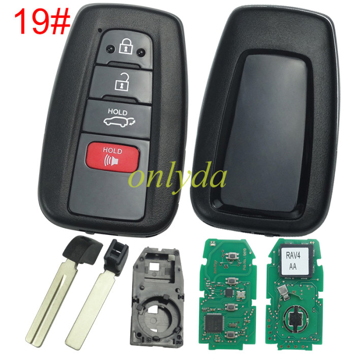 For Toyota remote key with blade    FCC ID : HYQ14FBC 0351 BOARD RAV4 H / 8A chip  314.36Mhz-312.1Mhz Pls choose button