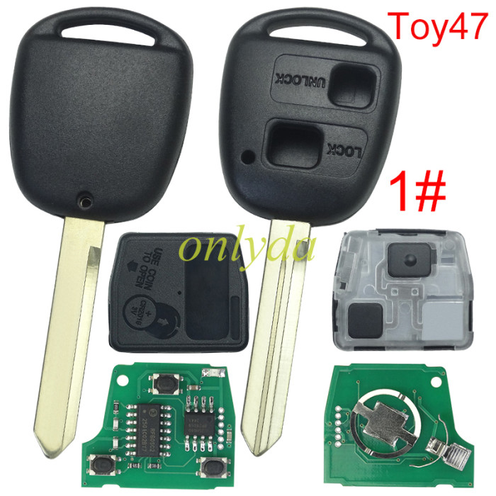 For Toyota  remote key with 4C chip & TOY47 blade with 315mhz /434mhz/304.2mhz use for Toyota Yaris， pls choose button and frequency