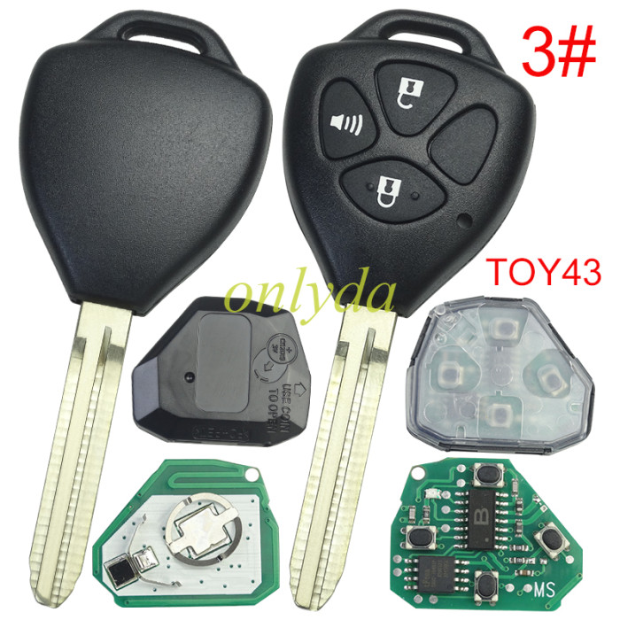 For Toyota remote key with 4D67 Chip  with 434 MHZ with Toy43 use for Camry,RAV4,Corolla,Highland and vios 26041-11H29, pls choose button
