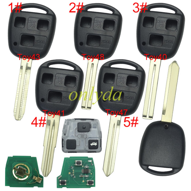 KYDZ brand Toyota 3 button remote with FCCID HYQ1512V- with 315mhz, pls choose blade .(Without chip, if you need a chip, you need to buy it separately)