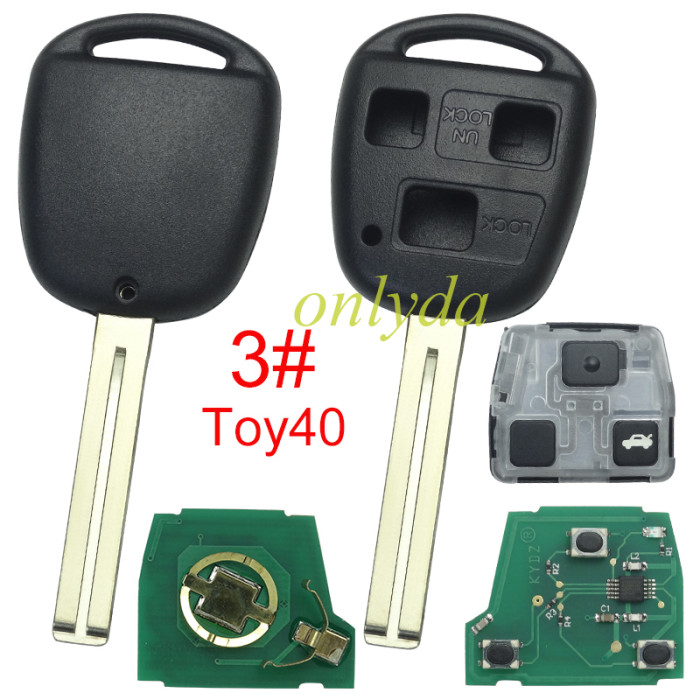 KYDZ brand Toyota 3 button remote with FCCID HYQ1512V- with 315mhz, pls choose blade .(Without chip, if you need a chip, you need to buy it separately)