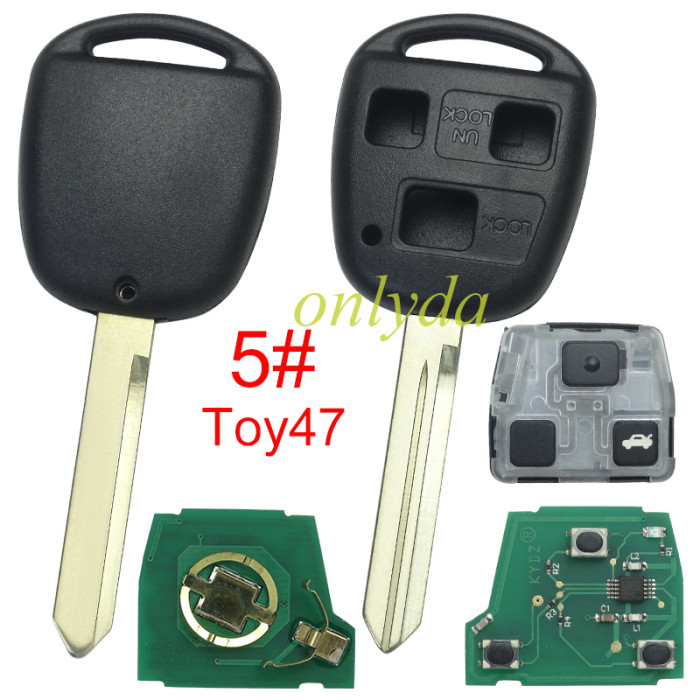 KYDZ brand Toyota 3 button remote with FCCID HYQ1512V- with 315mhz, pls choose blade .(Without chip, if you need a chip, you need to buy it separately)