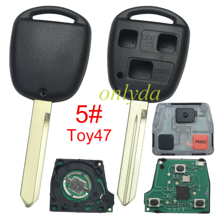 Toyota 3 button remote key  60010/60140/48040 315MHz USA Model FCC ID:HYQ1512V 1998-2002 LX470 2003 - 2008 LX470 2003 - 2009 GX470 1998-2002 Landcruiser.pls choose blade .(Without chip, if you need a chip, you need to buy it separately)