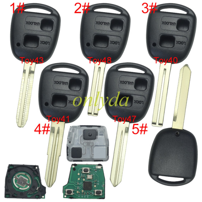 Toyota 2 button remote key  60010/60140/48040 315MHz USA Model FCC ID:HYQ1512V 1998-2002 LX470 2003 - 2008 LX470 2003 - 2009 GX470 1998-2002 Landcruiser.pls choose blade .(Without chip, if you need a chip, you need to buy it separately)