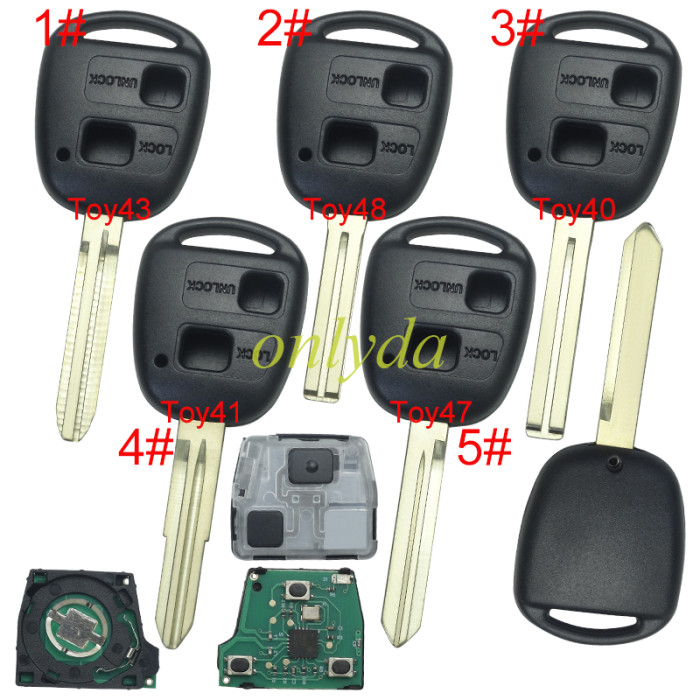 Toyota 2 button remote key  60010/60140/48040 315MHz USA Model FCC ID:HYQ1512V 1998-2002 LX470 2003 - 2008 LX470 2003 - 2009 GX470 1998-2002 Landcruiser.pls choose blade .(Without chip, if you need a chip, you need to buy it separately)
