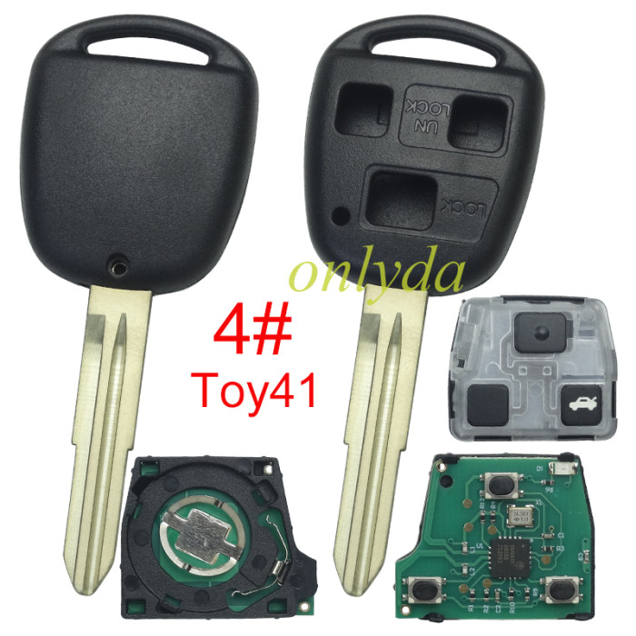 For Toyota 3 button remote key 24090(HYQ1512V) 24090／50021 315MHz, 24090/24021 USA Model FCC ID:HYQ1512V 89070-53531 2002-2003 ES300 1998-2005 GS300 2001-2005 IS300 1998-2000 GS400 1998-2000 LS400 2001-2005 GS430,pls choose blade .(Without chip, if you need a chip, you need to buy it separately)