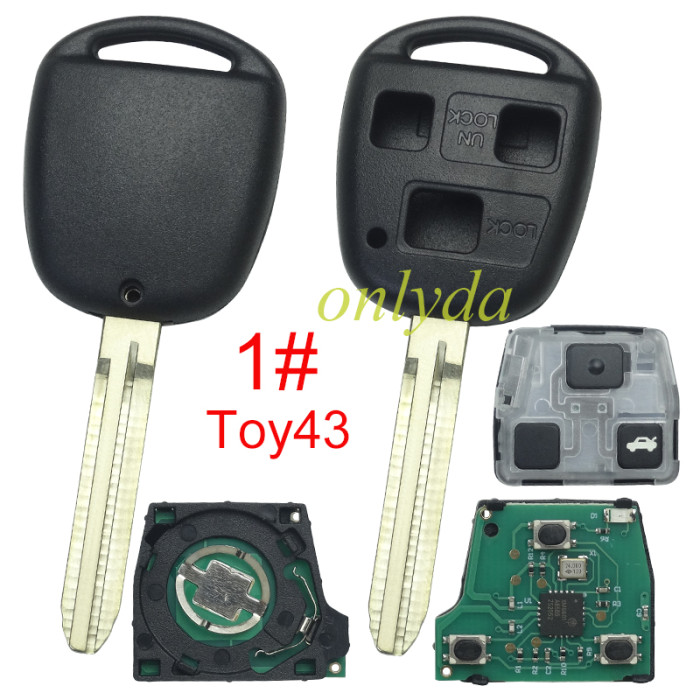 For Toyota 3 button remote key 24090(HYQ1512V) 24090／50021 315MHz, 24090/24021 USA Model FCC ID:HYQ1512V 89070-53531 2002-2003 ES300 1998-2005 GS300 2001-2005 IS300 1998-2000 GS400 1998-2000 LS400 2001-2005 GS430,pls choose blade .(Without chip, if you need a chip, you need to buy it separately)