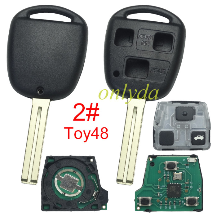 For Toyota 3 button remote key 24090(HYQ1512V) 24090／50021 315MHz, 24090/24021 USA Model FCC ID:HYQ1512V 89070-53531 2002-2003 ES300 1998-2005 GS300 2001-2005 IS300 1998-2000 GS400 1998-2000 LS400 2001-2005 GS430,pls choose blade .(Without chip, if you need a chip, you need to buy it separately)
