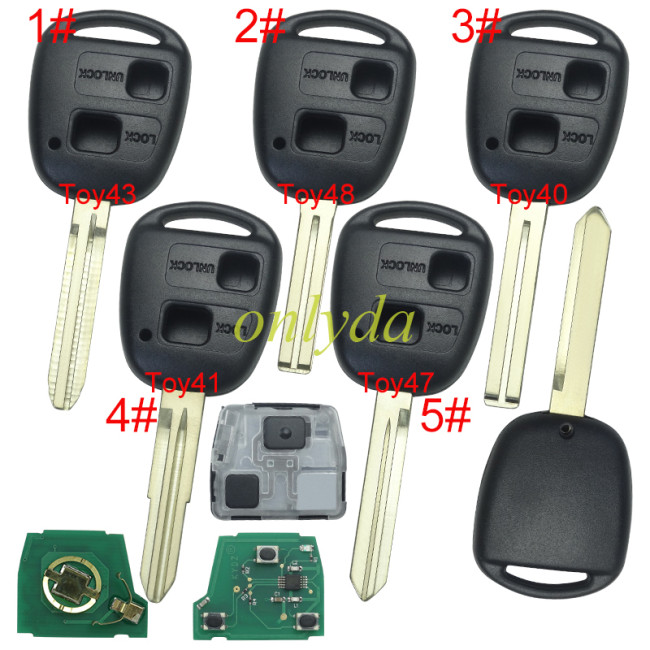 KYDZ brand Toyota  2 button remote with FCCID HYQ1512V- with 315mhz, pls choose blade .(Without chip, if you need a chip, you need to buy it separately)