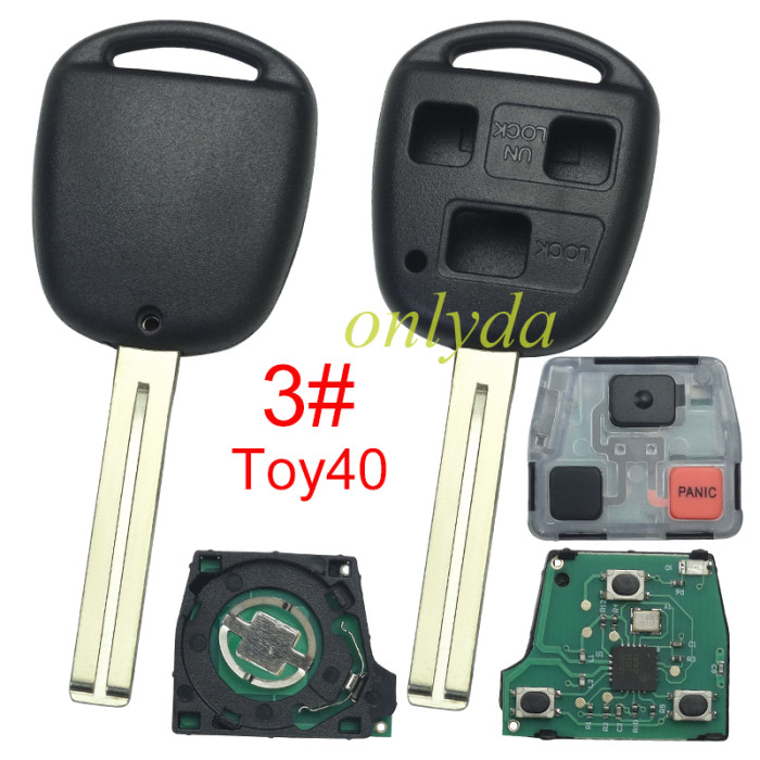 Toyota 3 button remote key  60010/60140/48040 315MHz USA Model FCC ID:HYQ1512V 1998-2002 LX470 2003 - 2008 LX470 2003 - 2009 GX470 1998-2002 Landcruiser.pls choose blade .(Without chip, if you need a chip, you need to buy it separately)