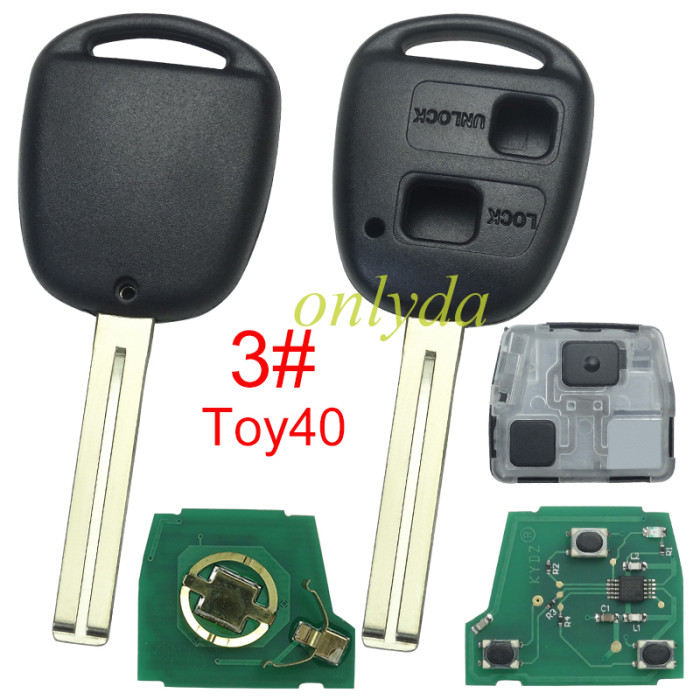 KYDZ brand Toyota  2 button remote with FCCID HYQ1512V- with 315mhz, pls choose blade .(Without chip, if you need a chip, you need to buy it separately)