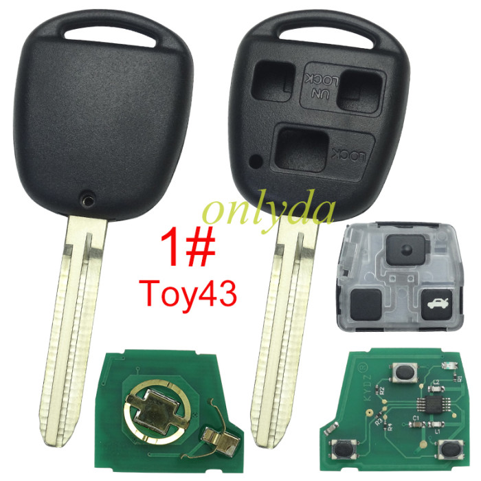 KYDZ brand Toyota 3 button remote with FCCID HYQ1512V- with 315mhz, pls choose blade .(Without chip, if you need a chip, you need to buy it separately)