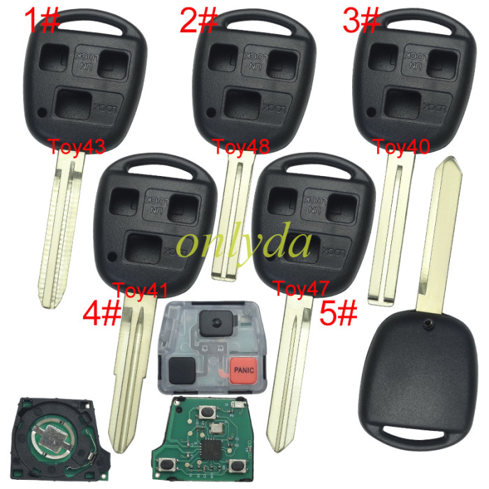 Toyota 3 button remote key  60010/60140/48040 315MHz USA Model FCC ID:HYQ1512V 1998-2002 LX470 2003 - 2008 LX470 2003 - 2009 GX470 1998-2002 Landcruiser.pls choose blade .(Without chip, if you need a chip, you need to buy it separately)