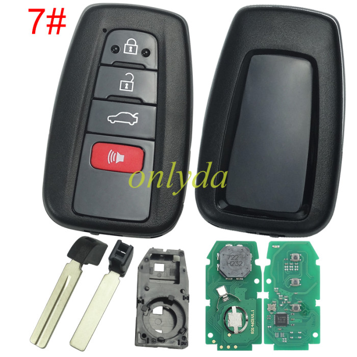 For Toyota Corolla 2019-2021 Remote smart key ,4A chip, 315mhz/434mhz PN:8990H-12010 231451-2000 FCCID:  HYQ14FBN   , pls choose frequency and button