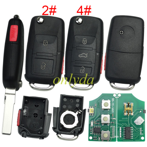 For VW remote control 315MHZ with ID48 chip，1J0 959 753 AM /J0 959 753 DC  pls choose button