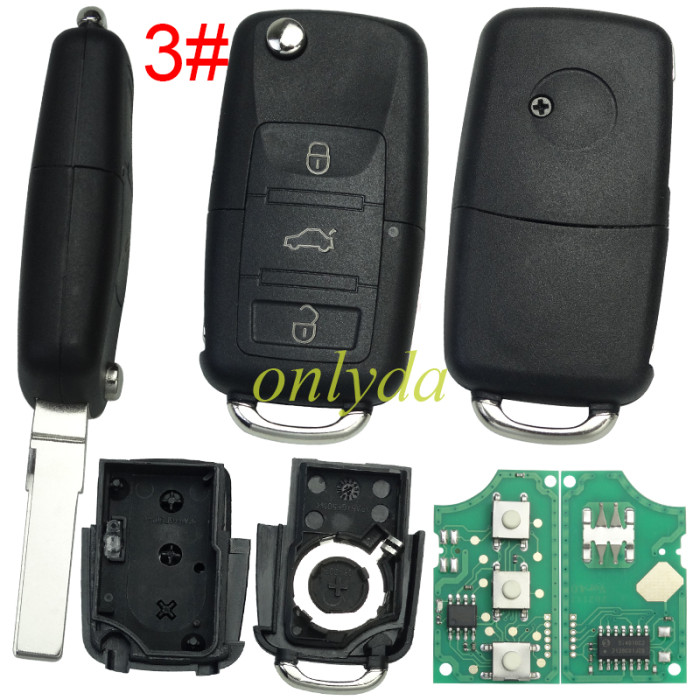 For VW remote key FCC ID:1J0 959 753 AH with ID48 chip-434mhz ， pls choose button