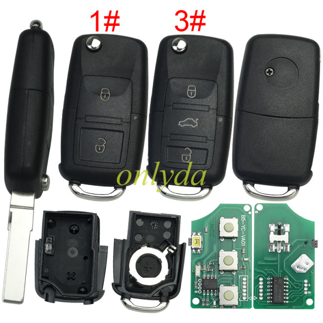 For VW  remote key FCC ID:1J0 959 753 DA  with ID48 chip-434mhz， pls choose button
