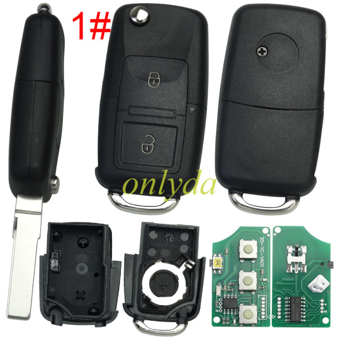 For VW  remote key FCC ID:1J0 959 753 DA  with ID48 chip-434mhz， pls choose button