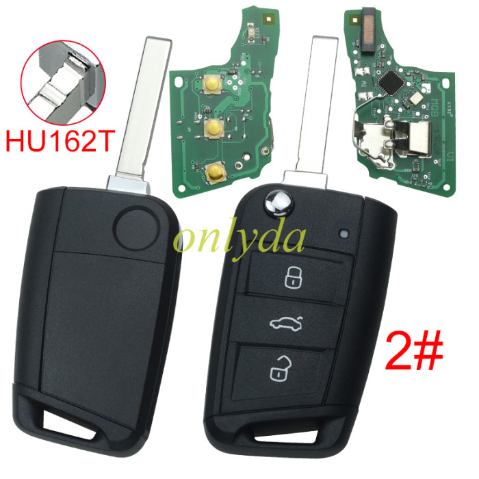 KYDZ Brand VW  MQB platform 3 button flip remote key  with ID48 chip-434mhz , used for T-Cross, Magotan, sagitar ect.KYDZ, pls choose blade