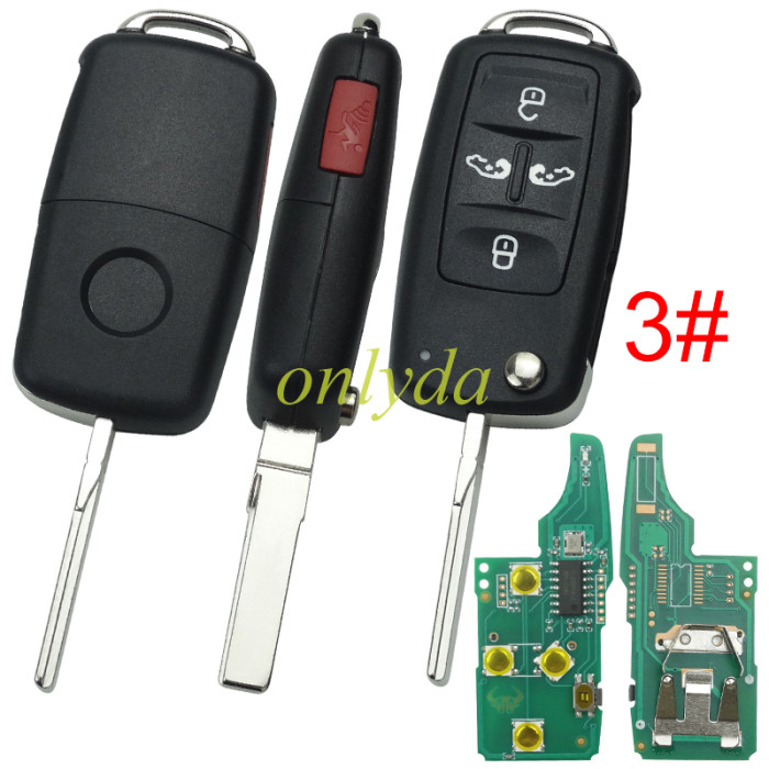 For VW  Remote Control 434MHz 5K0837202AD  /315mhz 561 837 202 D  Fits VW Sharan  Seat Alhambra， Chip ID48 Switchable frequency, pls choose frequency and button