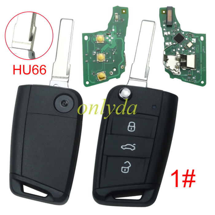 KYDZ Brand VW  MQB platform 3 button remote key  with ID48 chip-434mhz , used for T-Cross, Magotan, sagitar ect.KYDZ, pls choose blade