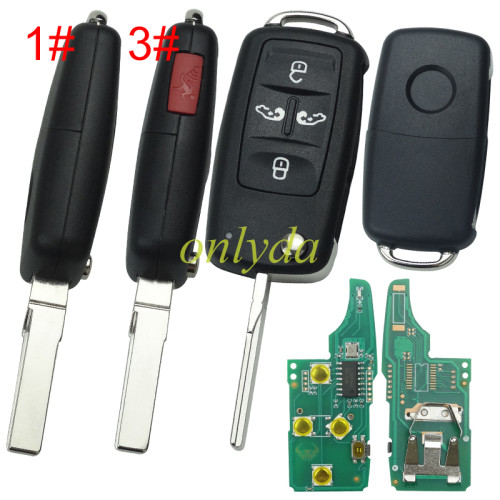 For VW  Remote Control 434MHz 5K0837202AD  /315mhz 561 837 202 D  Fits VW Sharan  Seat Alhambra， Chip ID48 Switchable frequency, pls choose frequency and button