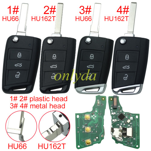 KYDZ Brand VW  MQB platform 3 button remote key  with ID48 chip-434mhz , used for T-Cross, Magotan, sagitar ect.KYDZ, pls choose blade