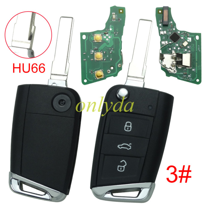 KYDZ Brand VW  MQB platform 3 button remote key  with ID48 chip-434mhz , used for T-Cross, Magotan, sagitar ect.KYDZ, pls choose blade