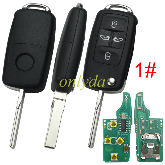 For VW  Remote Control 434MHz 5K0837202AD  /315mhz 561 837 202 D  Fits VW Sharan  Seat Alhambra， Chip ID48 Switchable frequency, pls choose frequency and button