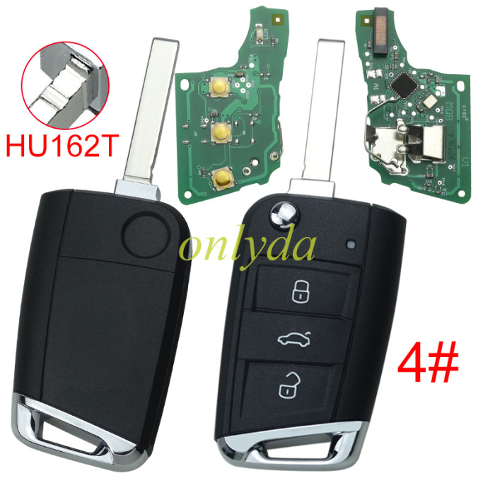 KYDZ Brand VW  MQB platform 3 button flip remote key  with ID48 chip-434mhz , used for T-Cross, Magotan, sagitar ect.KYDZ, pls choose blade