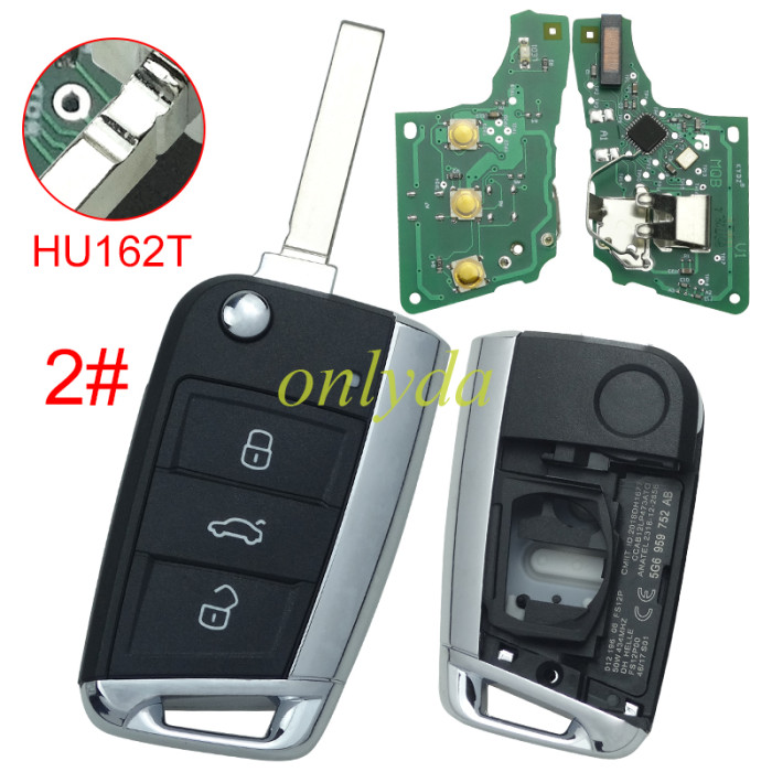 KYDZ Brand VW  MQB platform 3 button flip remote key  with ID48 chip-434mhz , used for T-Cross, Magotan, sagitar ect.KYDZ, pls choose blade